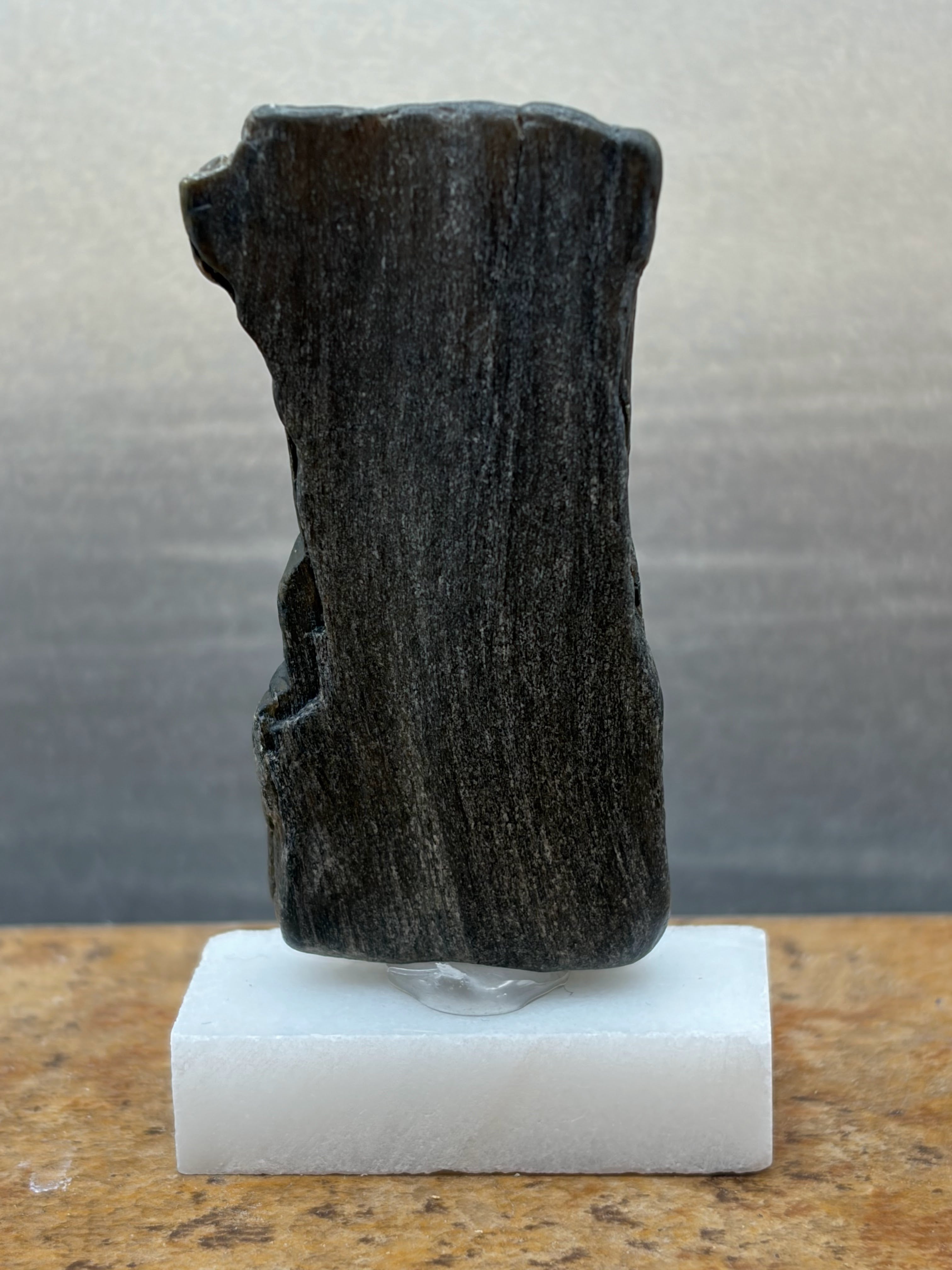 Small Black Opal Petrified Wood Specimen (with stand)